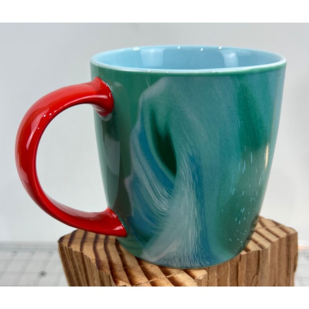 Starbucks Christmas 2024 Green Marbled Coffee Mug 11 Oz Red Handle ~~minty~~ - Picture 4 of 6